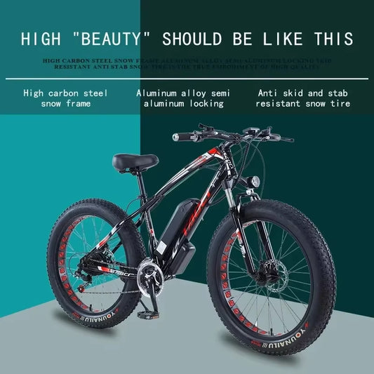 AKEZ City Electric Bicycle 750W Powerful Motor 48V13AH Battery 26*4.0 Tire Snow Electric Bike 21 Speed Mountain E-Bike