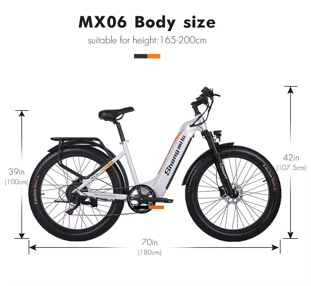 Electric Bicycle Shengmilo MX06 1000W Powerful Motor 48V17.5AH Lithium Battery E-Bike 26 Inch Adult City Commuting Electric Bike
