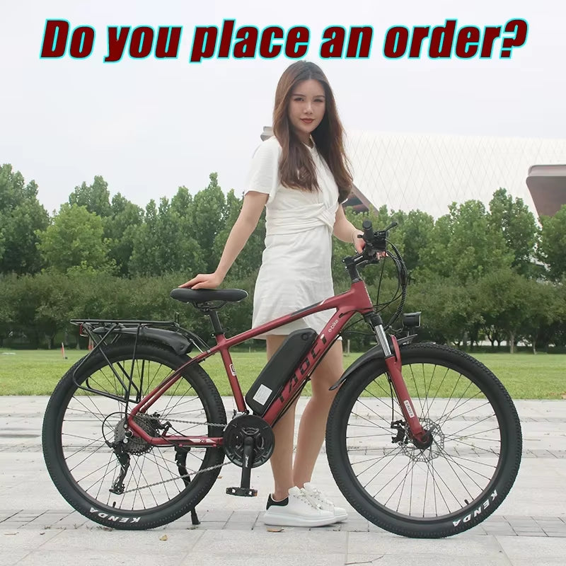 AKEZ Electric Bicycle 36V13AH Lithium Battery 350W Brushless Motor Adult E-Bike 26Inch Thin Tire Urban Commuting Electric Bike