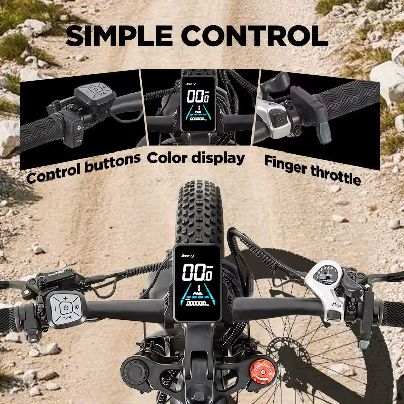 RX80 Electric Bike for Adults,1000W Motor 48V20AH Battery,26" All-Terrain Fat Tires,Mountain Snow Ebike,Off-Road Cycling