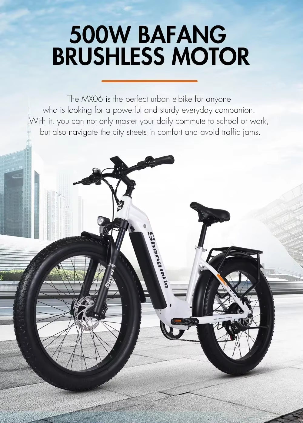 Electric Bicycle Shengmilo MX06 1000W Powerful Motor 48V17.5AH Lithium Battery E-Bike 26 Inch Adult City Commuting Electric Bike