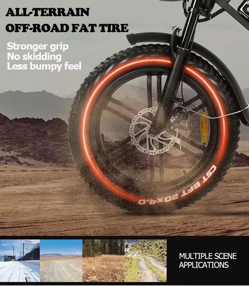 Ebike 2025 V20Pro Electric Bicycle 1000W 48V 15AH Ebike , 20 Inch Electric Fat Tire Electric City Mountain Bike