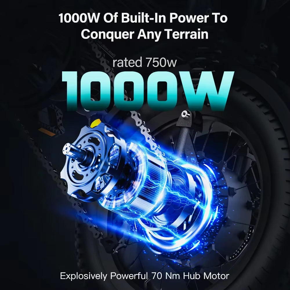 Electric Bicycle Coswheel Y16 1000W Motor 48V 15AH Battery Adult Electric Bike Fat Tire Commuting Mountain Off-Road E-BIKE