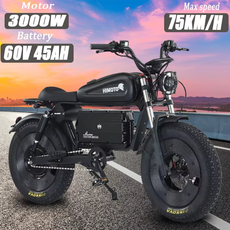 Electric Bike HIMTOT 3000W High Power Motor 60V 45Ah Battery Adult Electric Bicycle Mountain Off-Road Thicktire Adult E-Bike