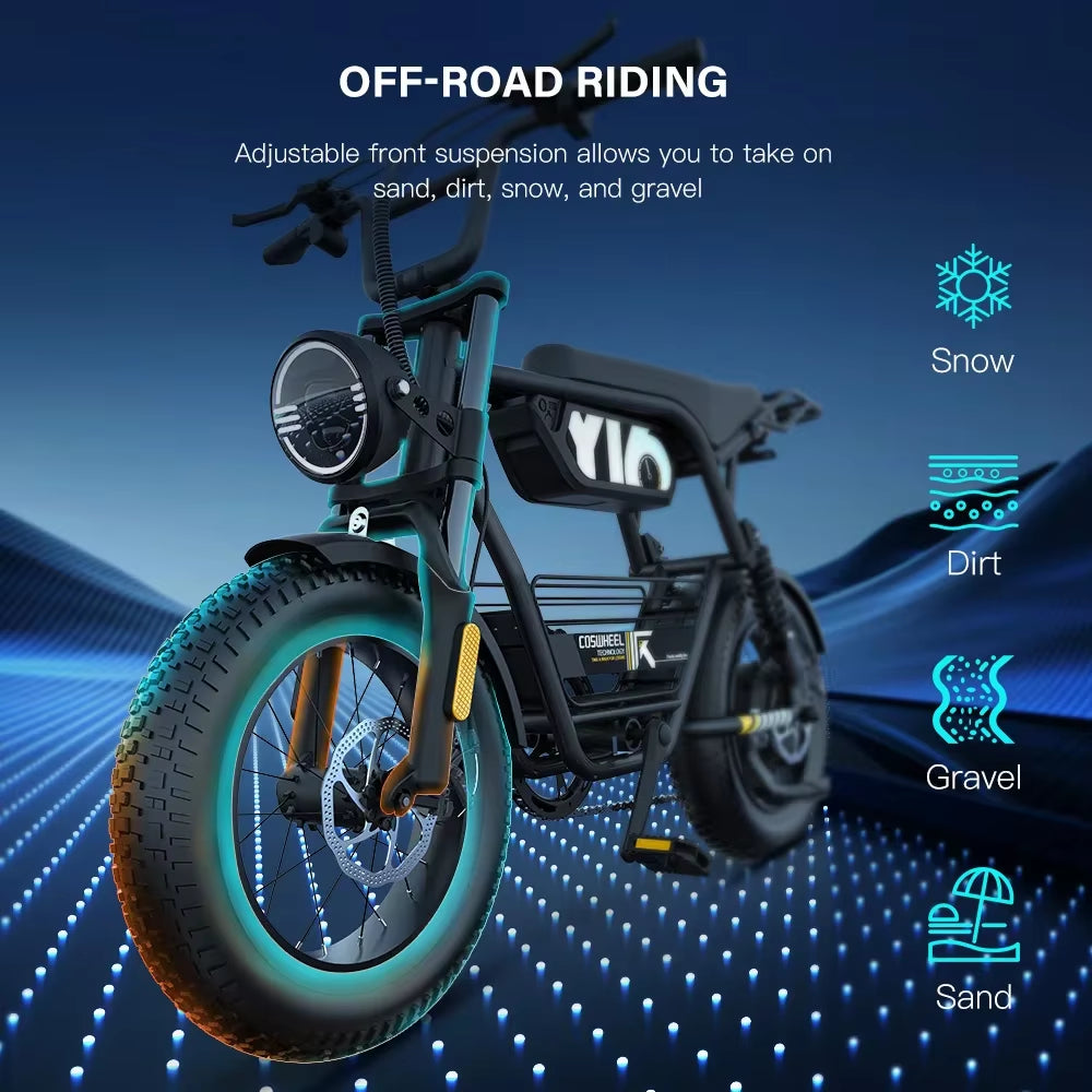 Electric Bicycle Coswheel Y16 1000W Motor 48V 15AH Battery Adult Electric Bike Fat Tire Commuting Mountain Off-Road E-BIKE