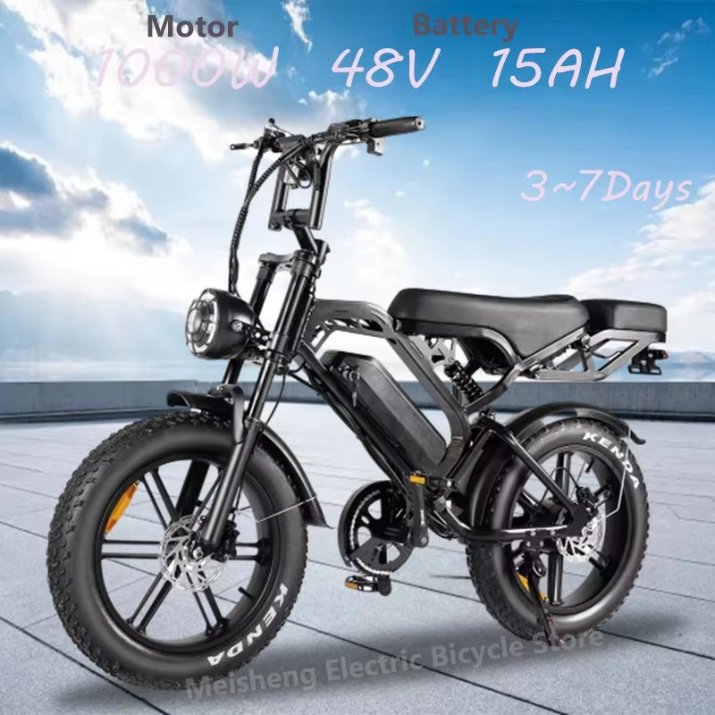 Ebike 2025 V20Pro Electric Bicycle 1000W 48V 15AH Ebike , 20 Inch Electric Fat Tire Electric City Mountain Bike