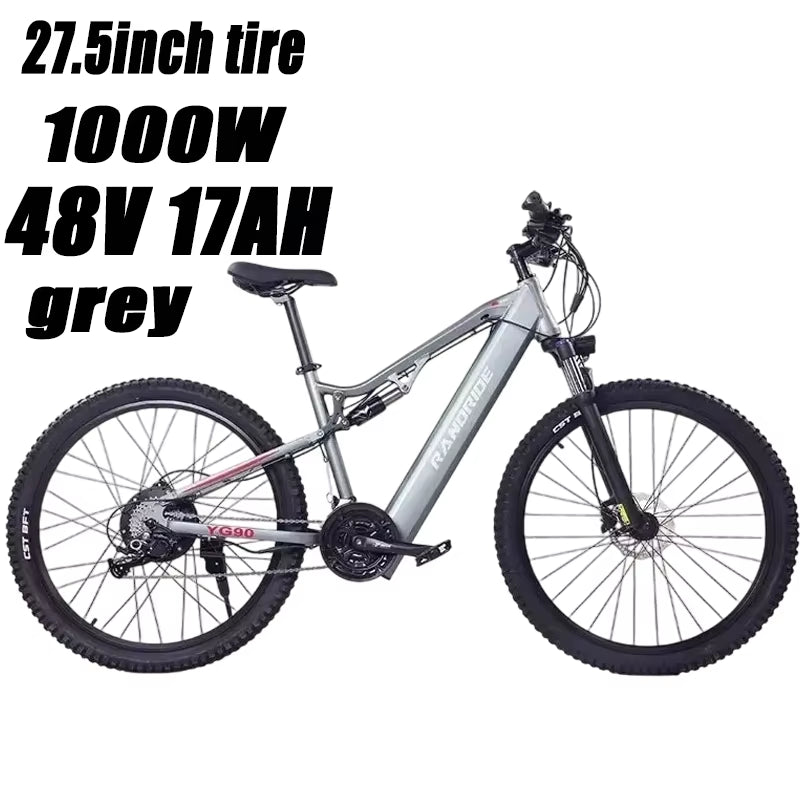 Electric Bike YG90 1000Wmotor 48V17AH Lithium Battery Adult Electric Bicycle 27.5-Inch Hydraulic Brake Mountain Off-Road E-Bike