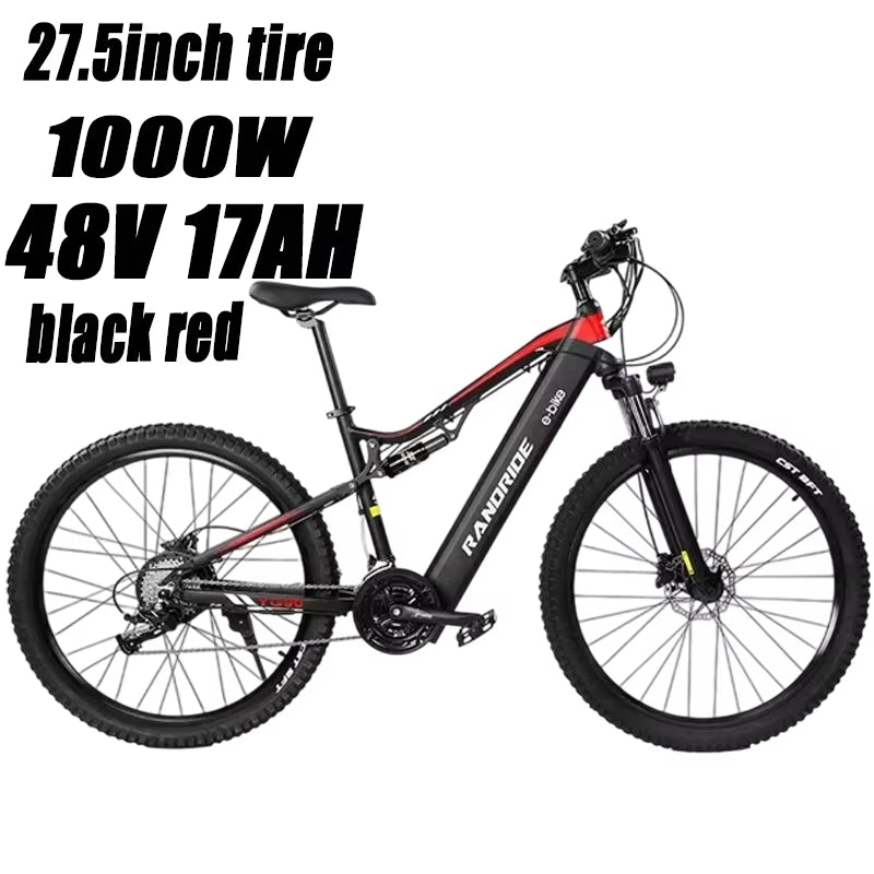 Electric Bike YG90 1000Wmotor 48V17AH Lithium Battery Adult Electric Bicycle 27.5-Inch Hydraulic Brake Mountain Off-Road E-Bike