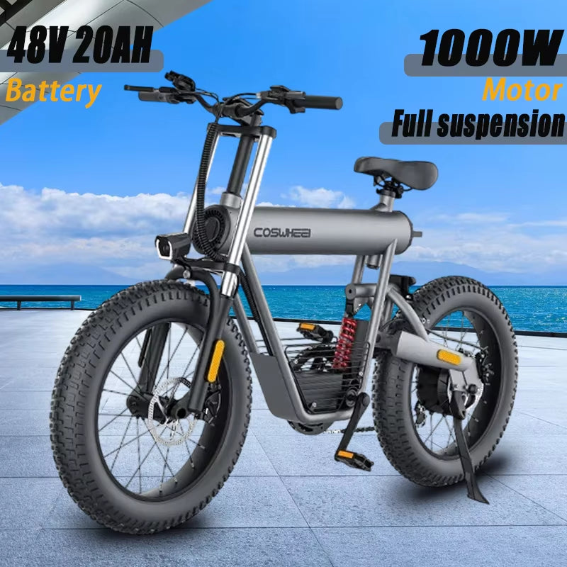 Electric Bike Coswheel T20 1000W Motor 48V20AH Detachable Battery Adult Electric Bicycle Mountain Off-Road 55Km/H Speed E-Bike