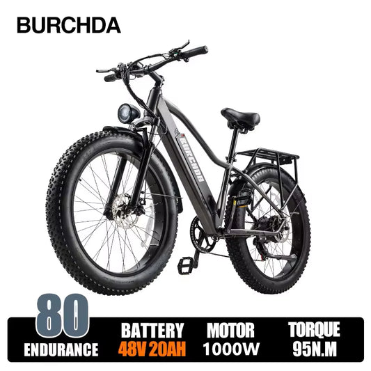 RX80 Electric Bike for Adults,1000W Motor 48V20AH Battery,26" All-Terrain Fat Tires,Mountain Snow Ebike,Off-Road Cycling