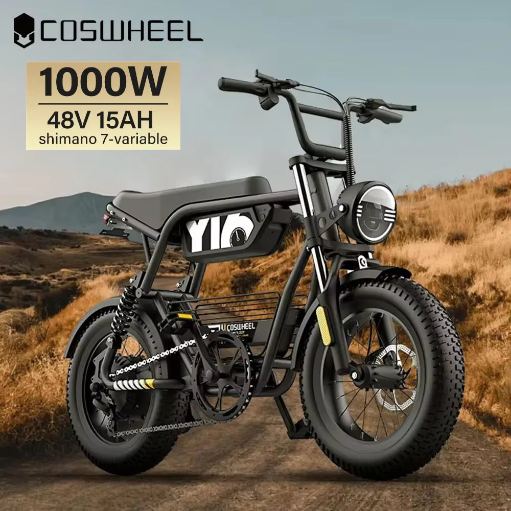 Electric Bicycle Coswheel Y16 1000W Motor 48V 15AH Battery Adult Electric Bike Fat Tire Commuting Mountain Off-Road E-BIKE